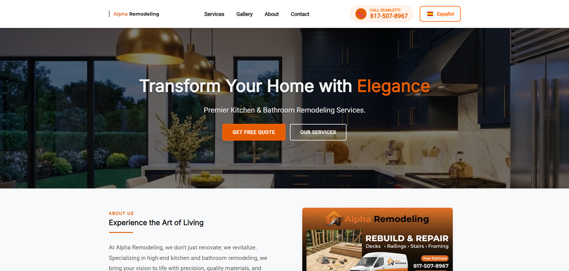 Alpha Remodeling - Servicios de Remodelación - Screenshot 1